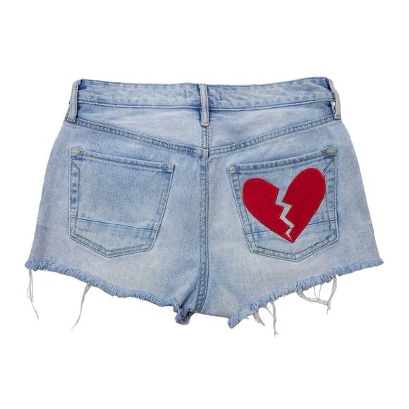 Kendall & Kylie Womens 26 Linda Blue Mid-Rise Heartbreaker Cut Off Shorts - Picture 1 of 16